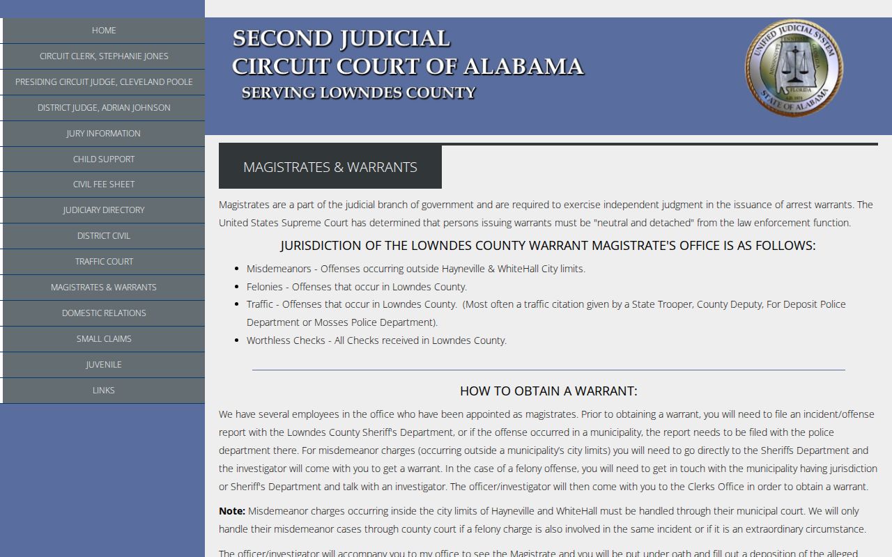 Official Lowndes County warrant procedure for wanted-fugitive checks