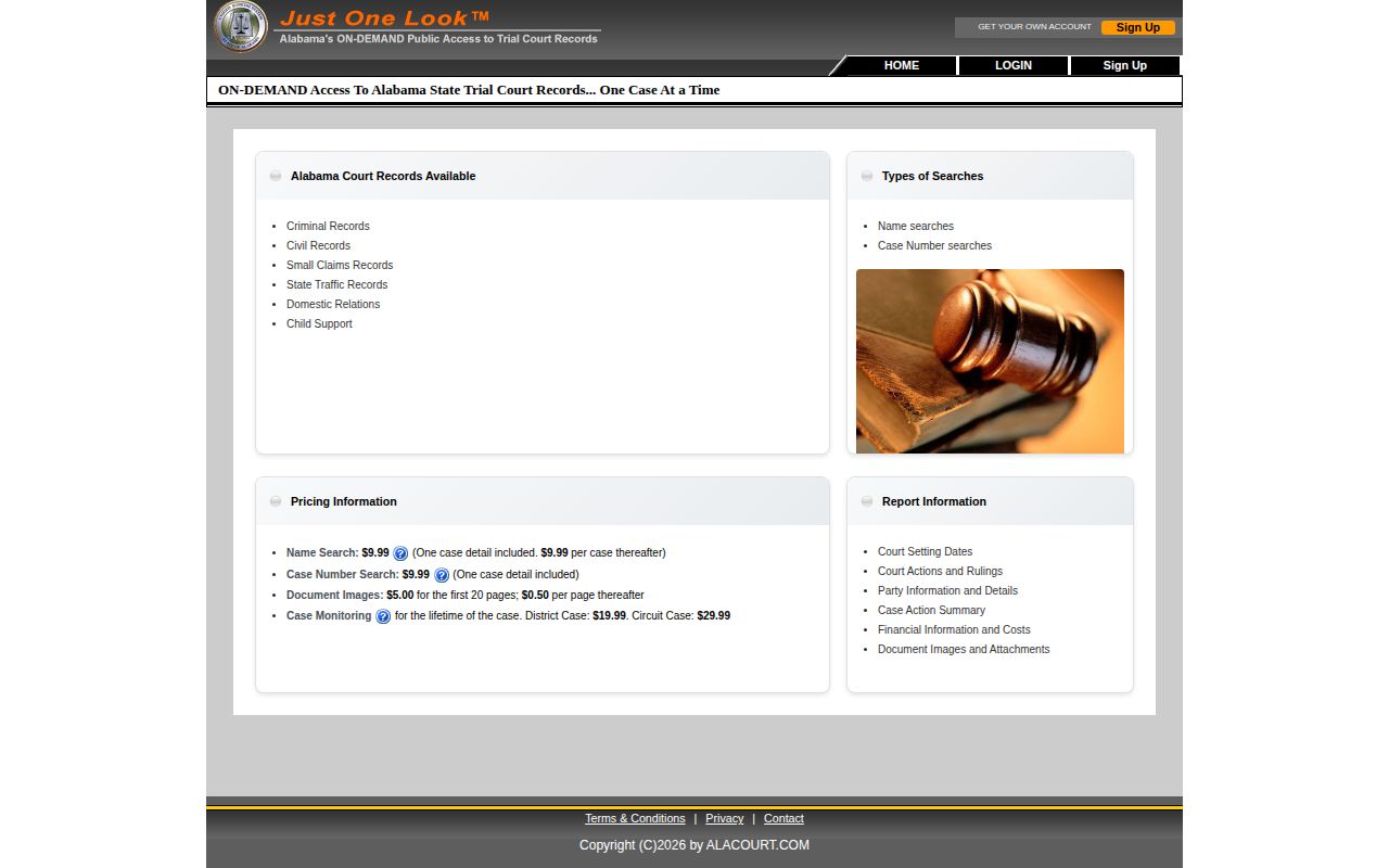 Lowndes County arrest case and disposition search interface